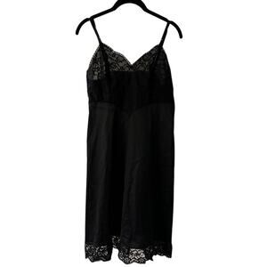 Vintage Vanity Fair black sheer lace and chiffon slip dress size small